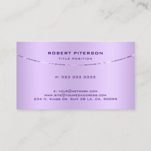 Modern Metallic Purple Stainless Steel Look 名刺 (裏面)