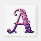 Modern Metallic Rosemaling Letter A, Pink/Purple マグネット (正面)