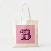 Modern Metallic Rosemaling Letter B, Pink/Purple トートバッグ (正面)