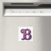Modern Metallic Rosemaling Letter B, Pink/Purple マグネット (インサイチュ (食洗機))