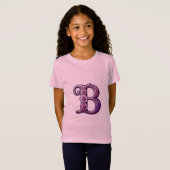 Modern Metallic Rosemaling Letter B, Pink/Purple Tシャツ (正面フル)