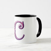 Modern Metallic Rosemaling Letter C, Pink/Purple マグカップ (正面右)