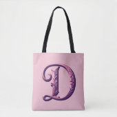 Modern Metallic Rosemaling Letter D, Pink/Purple トートバッグ (正面)