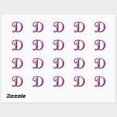 Modern Metallic Rosemaling Letter D, Pink/Purple ラウンドシール (シート)