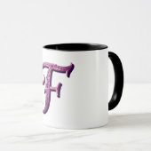 Modern Metallic Rosemaling Letter F, Pink/Purple マグカップ (正面右)