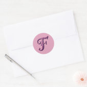 Modern Metallic Rosemaling Letter F, Pink/Purple ラウンドシール (封筒)