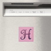 Modern Metallic Rosemaling Letter H, Pink/Purple マグネット (インサイチュ (食洗機))