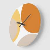 Modern Mid Century Abstract Mustard Rust Brown ラージ壁時計 (傾斜)
