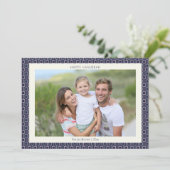 Modern Mid Century Blue Geometric Hanukkah Photo シーズンカード (スタンド正面)