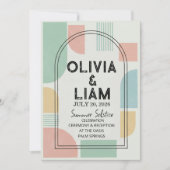 Modern Mid-Century Geometric Arch Wedding 招待状 (正面)