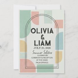 Modern Mid-Century Geometric Arch Wedding  招待状