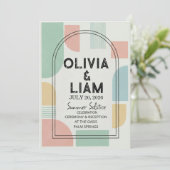 Modern Mid-Century Geometric Arch Wedding 招待状 (スタンド正面)