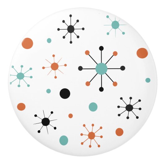 Modern Mid Century Retro Atomic Abstract セラミックノブ (正面)