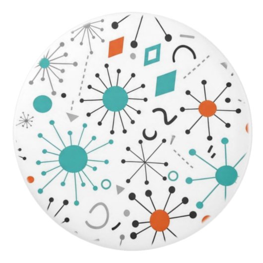 Modern Mid Century Retro Atomic Abstract セラミックノブ (正面)