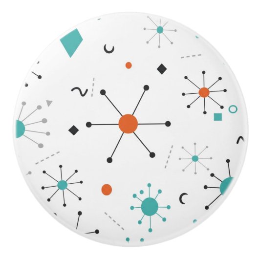 Modern Mid Century Retro Atomic Abstract セラミックノブ (正面)