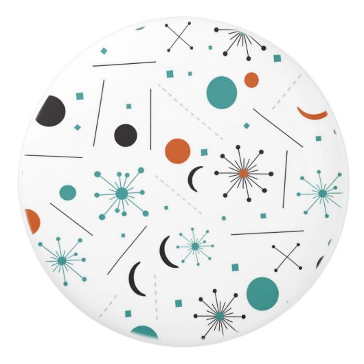 Modern Mid Century Retro Atomic Abstract セラミックノブ (正面)