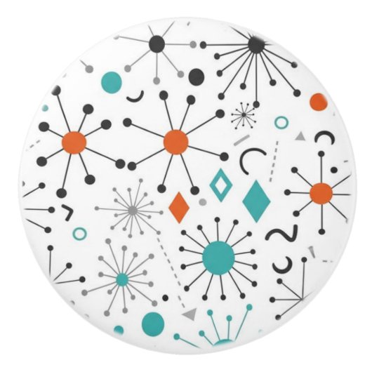 Modern Mid Century Retro Atomic Abstract セラミックノブ (正面)