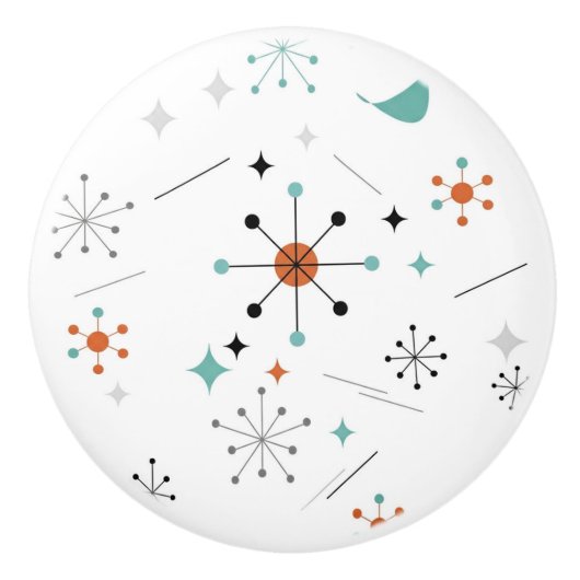 Modern Mid Century Retro Atomic Abstract セラミックノブ (正面)