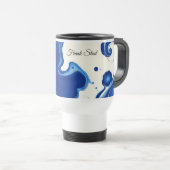 Modern Midnight Indigo Blue Ink Wash Custom トラベルマグ (正面右)