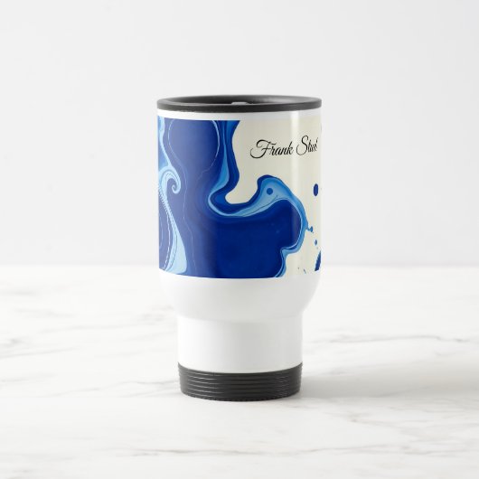 Modern Midnight Indigo Blue Ink Wash Custom トラベルマグ (中央)