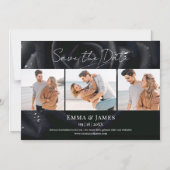 Modern Midnight Rose Wedding 3 Photo Save The Date マグネット招待状 (正面)