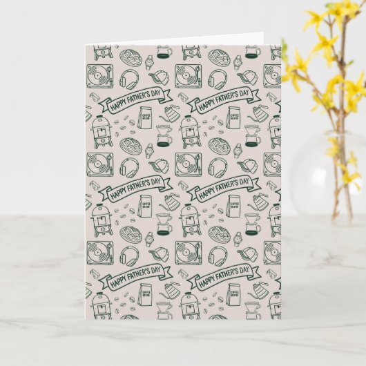 Modern Millennial Dad Doodle Pattern Father's Day カード (黄色い花)