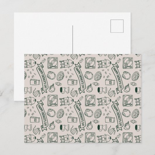 Modern Millennial Dad Doodle Pattern Father's Day ポストカード (正面/裏面)
