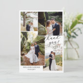 Modern Minial 4 Photo Collage Wedding Thank You サンキューカード (スタンド正面)