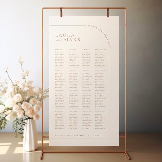Modern Minimal 160 Guests Wedding Seating Charts ポスター