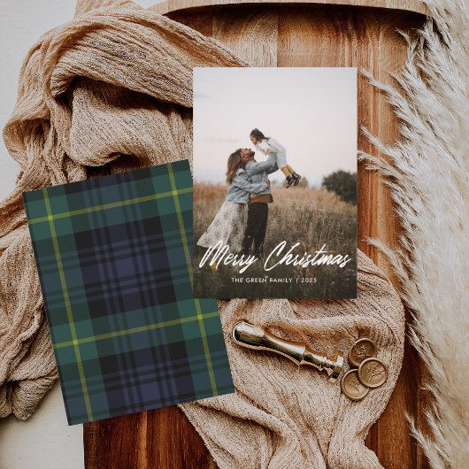 Modern Minimal 1 Photo Christmas Flat Holiday Card シーズンカード