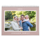 Modern Minimal 2026 Family Custom Photo Text カレンダー (カバー)