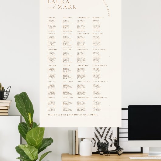 Modern Minimal 240 Guests Wedding Seating Charts ポスター (ホームオフィス)