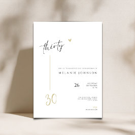 Modern Minimal 30th Birthday Party Invitation 招待状