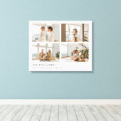 Modern Minimal 4 Photo Custom Family Name キャンバスプリント (インサイチュ (ウッドフロア))