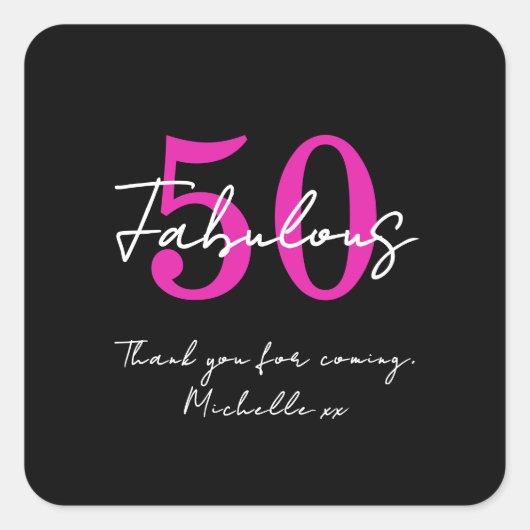 Modern Minimal 50 Fabulous 50th Birthday Party スクエアシール (正面)