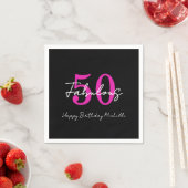 Modern Minimal 50 Fabulous 50th Birthday Party スタンダードカクテルナプキン (インサイチュ)