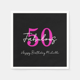 Modern Minimal 50 Fabulous 50th Birthday Party スタンダードカクテルナプキン