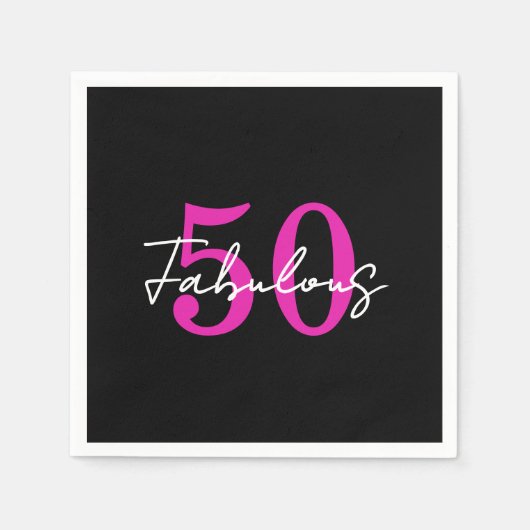 Modern Minimal 50 Fabulous 50th Birthday Party スタンダードカクテルナプキン (正面)