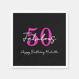 Modern Minimal 50 Fabulous 50th Birthday Party スタンダードカクテルナプキン