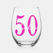 Modern Minimal 50 Fabulous 50th Birthday Party ステムなしワイングラス (正面)