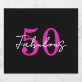 Modern Minimal 50 Fabulous 50th Birthday Party スパークリングワインラベル (シングルラベル)