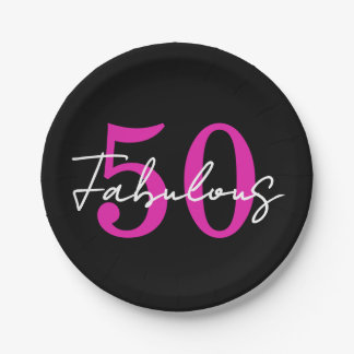 Modern Minimal 50 Fabulous 50th Birthday Party ペーパープレート