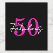 Modern Minimal 50 Fabulous 50th Birthday Party ワインラベル (シングルラベル)