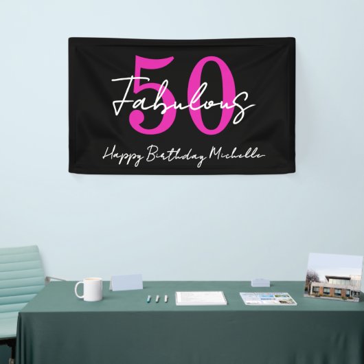 Modern Minimal 50 Fabulous 50th Birthday Party 横断幕 (トレードショー)