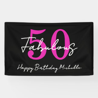 Modern Minimal 50 Fabulous 50th Birthday Party 横断幕