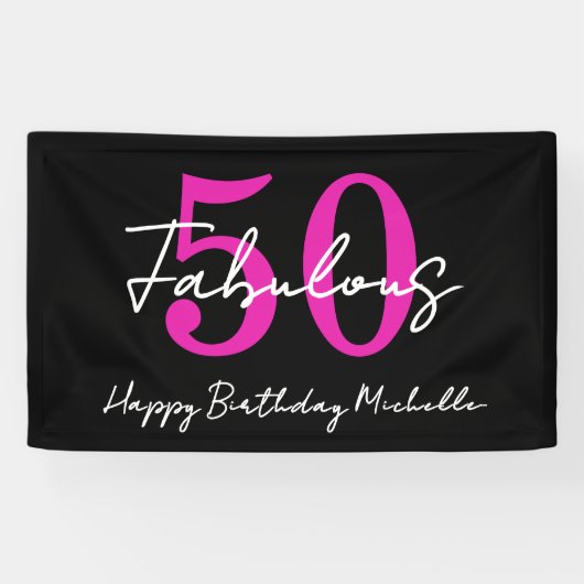Modern Minimal 50 Fabulous 50th Birthday Party 横断幕 (横)