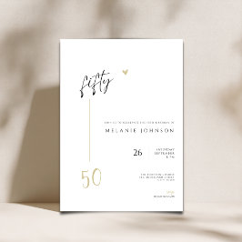 Modern Minimal 50th Birthday Party Invitation 招待状