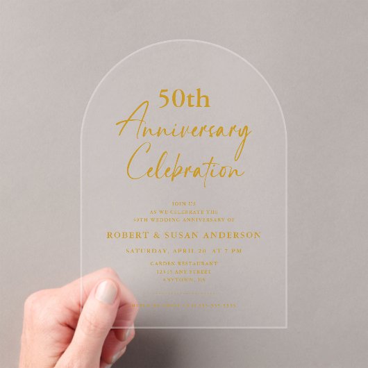 Modern Minimal 50th Wedding Anniversary アクリル招待状 (インサイチュ (ポータブル))