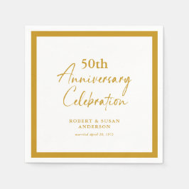 Modern Minimal 50th Wedding Anniversary スタンダードカクテルナプキン