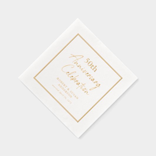 Modern Minimal 50th Wedding Anniversary Gold 箔ナプキン (右)